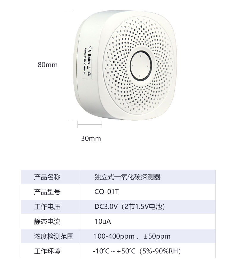 一氧化碳报警器参数